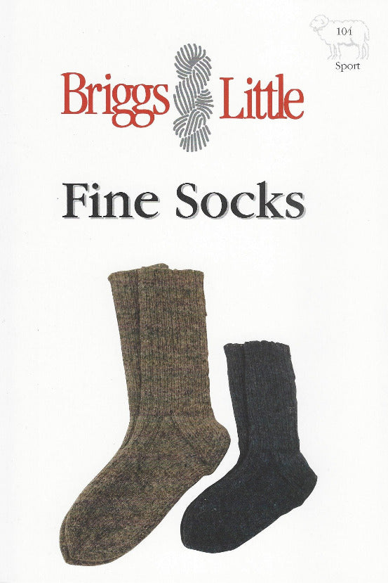 Pattern with two pairs of fine socks on a white background with 'Briggs Little' branding.