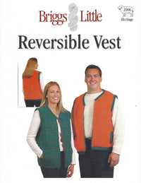 Briggs Little reversible vest pattern with two people wearing vests on a white background