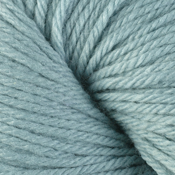 Close-up of a skein of very pale teal yarn