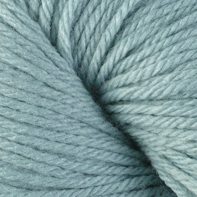 Close-up of a skein of very pale teal yarn