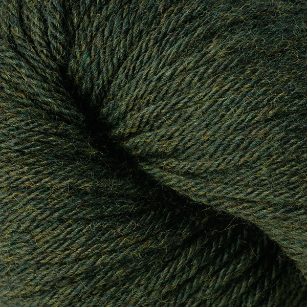 Close-up of dark green heathered yarn