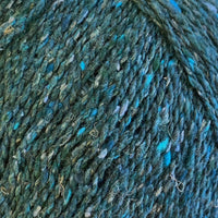 Close-up of teal tweedy textured yarn