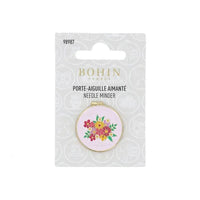 Bohin needle minder with floral design in packaging on a white background