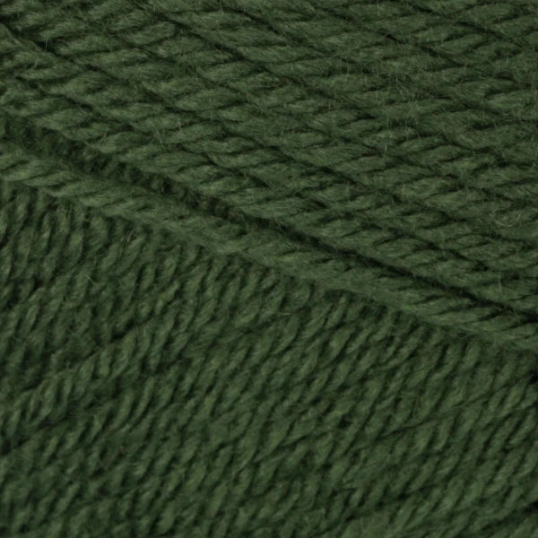 Close-up of a ball of dark green yarn