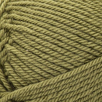 Close-up of a ball of olive green yarn