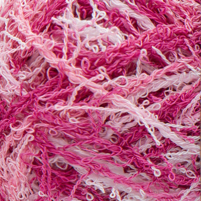 Close up of textured pink and white yarn 