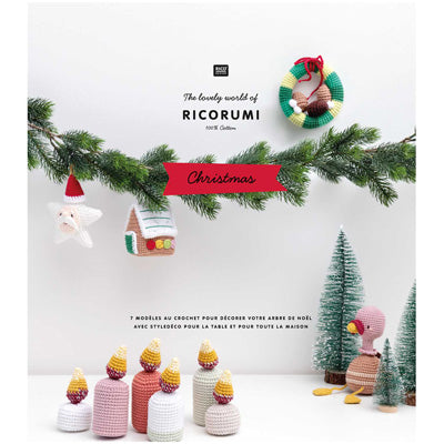 Ricorumi Christmas-themed book with crocheted items and decorations on a white background.