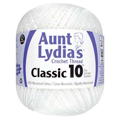 Large ball of Aunt Lydia's Crochet Thread Classic 10 White on a white background