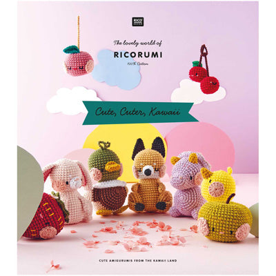Image of Ricorumi Cute Cuter Kawaii book cover with amigurumi toys on a colorful background