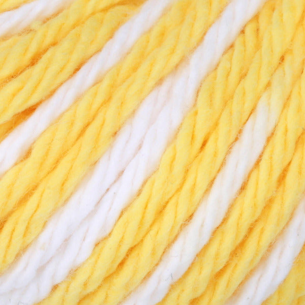 Close-up of yellow and white yarn strands