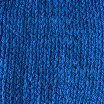 Close-up of bright blue knitted fabric texture