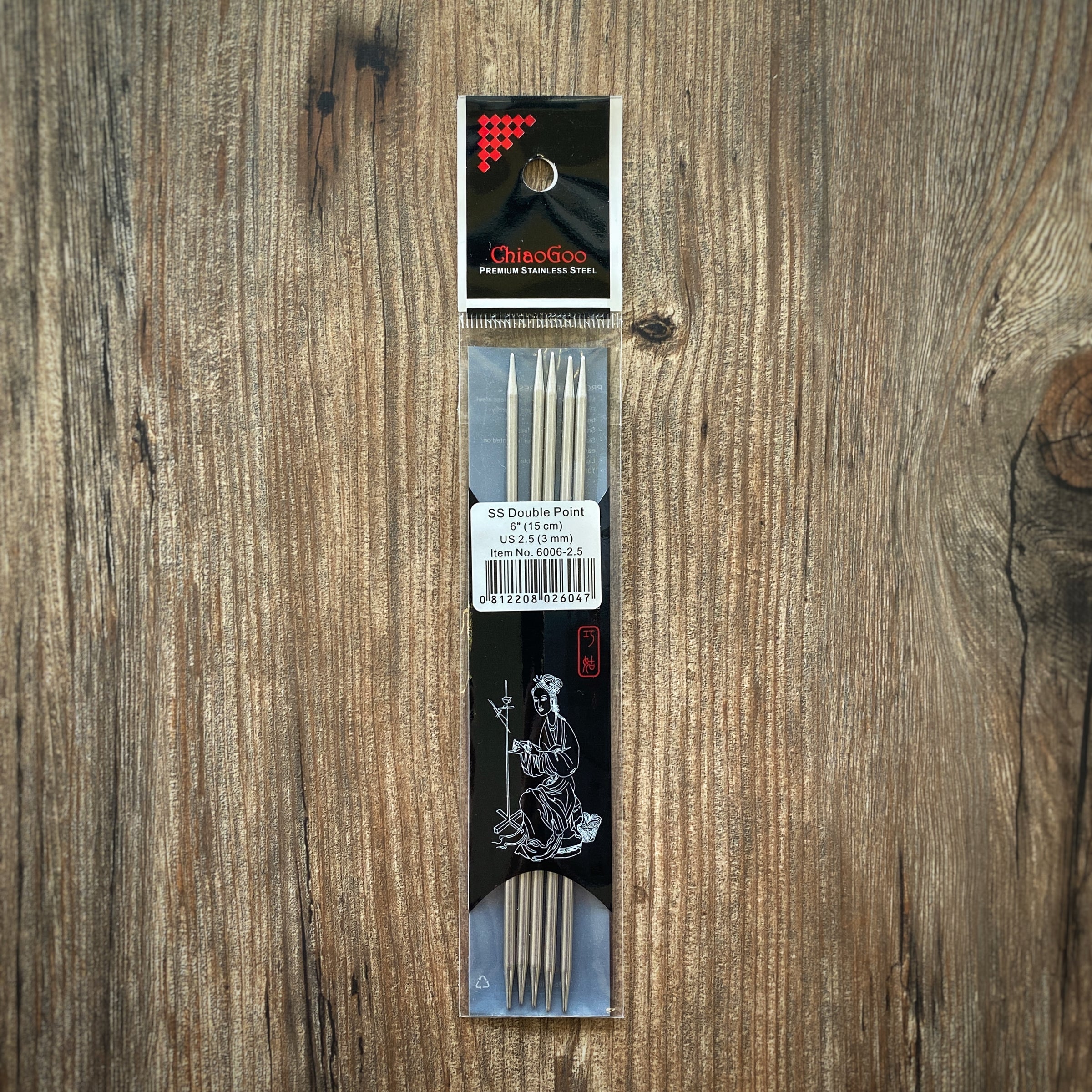 ChiaoGoo Stainless Double Pointed Needles 6"