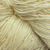 Close-up of a skein of cream yarn