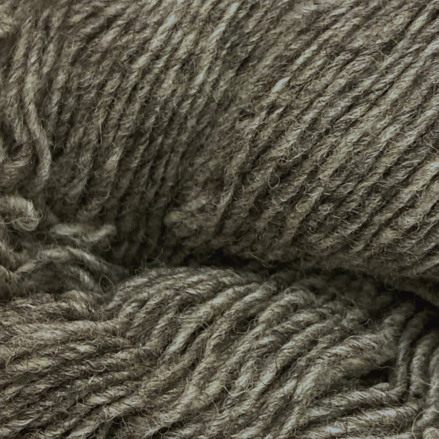 Close-up of a skein of grey yarn