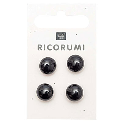Four Black button eyes on a white card with 'Rico Design' branding