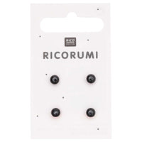 4 five milimetre black plastic button eyes in white packaging