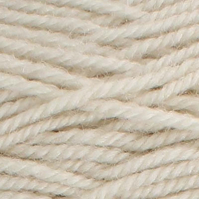 A close-up of pale beige yarn