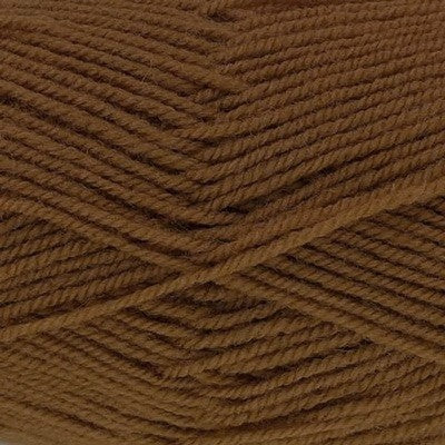A close-up of warm, medium brown heathered yarn.