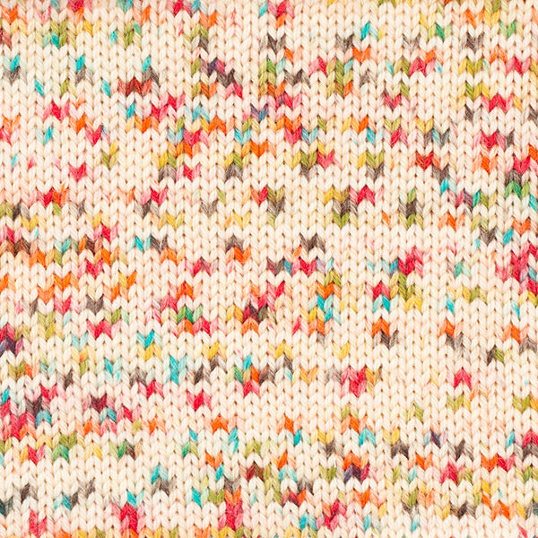 Close-up of a knitted fabric with multicolor speckled 