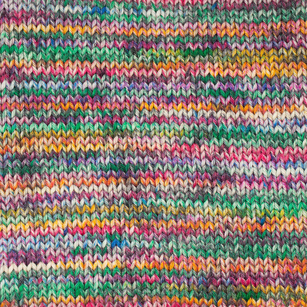 Close-up of a multicolored knitted fabric 