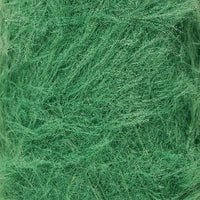Close up detail of soft, furry green lace weight yarn