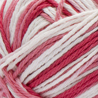 Close-up of pink and white yarn ball