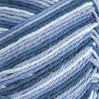 Close-up of blue yarn with gradient shades.