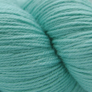 Close-up of skein of aqua yarn