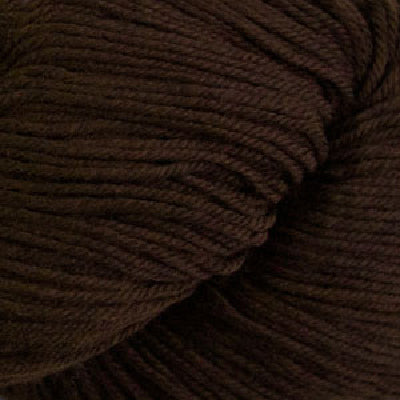 Close-up of skein of dark brown yarn
