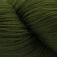 Close-up of skein of olive green yarn