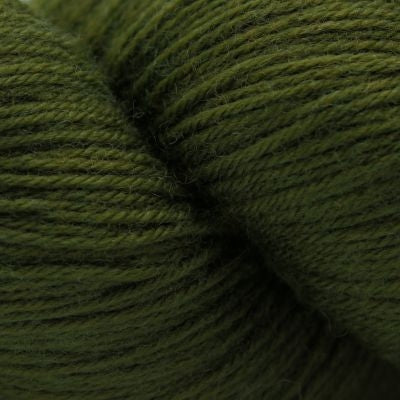 Close-up of skein of olive green yarn
