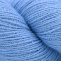Close-up of pale blue yarn skein
