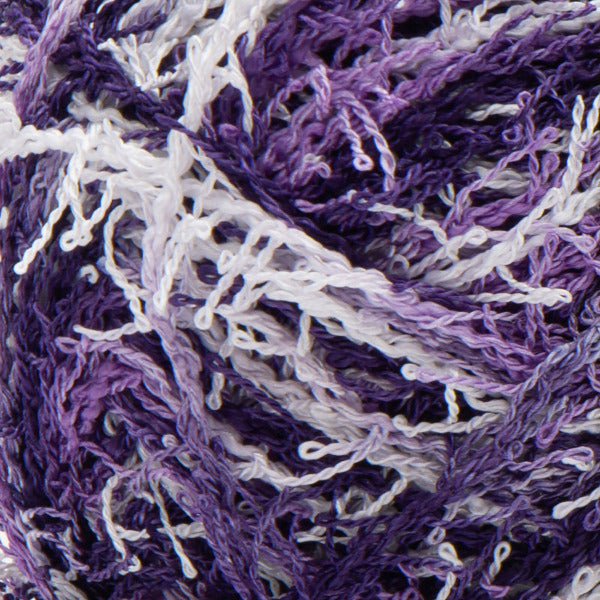 Close up of textured purple and white yarn 