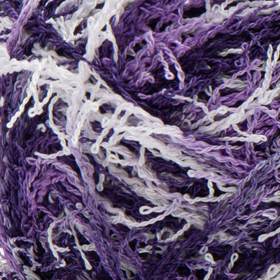 Close up of textured purple and white yarn 