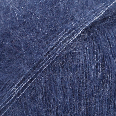 Close-up of bright navy lace yarn