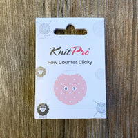 KnitPro row counter clicky packaging on a wooden surface