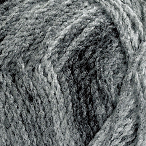 Close-up of a ball of gray and black yarn