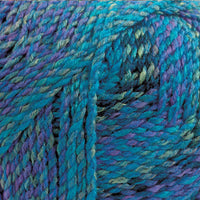 Close-up of a ball of blue and purple yarn