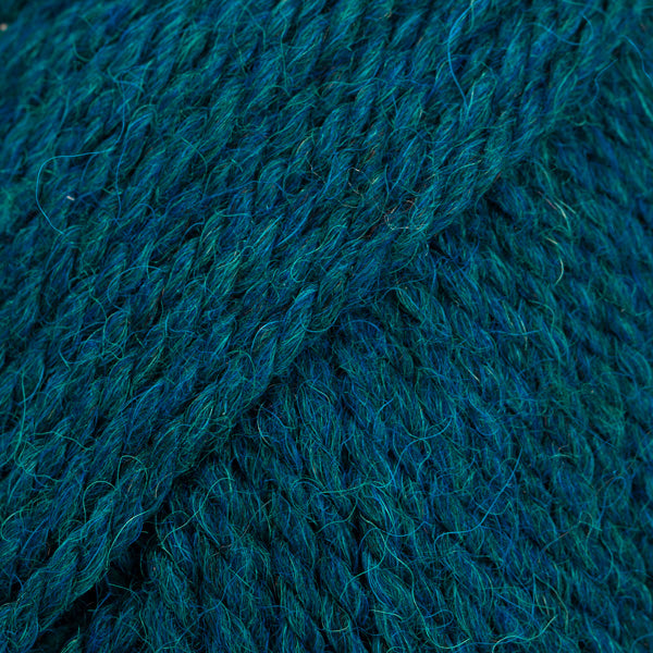 Close-up of teal blue heathered yarn