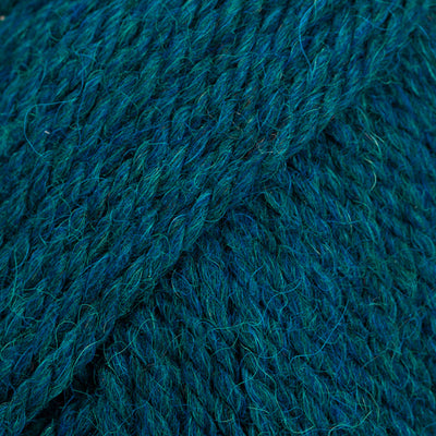 Close-up of teal blue heathered yarn