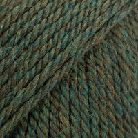 Close-up of dark heathered green yarn 