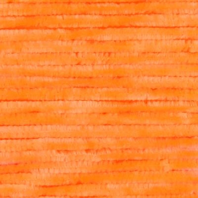 Close up of bright orange chenille yarn