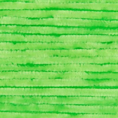 Close-up of lime green yarn with a fuzzy texture