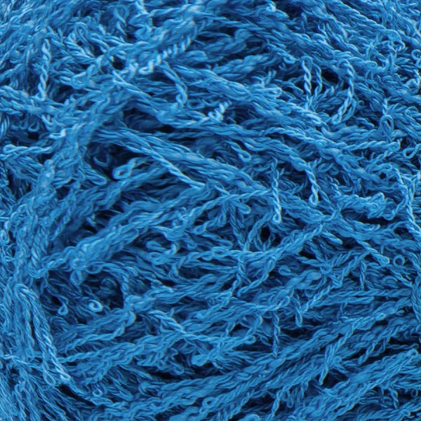 Close up of textured blue yarn 