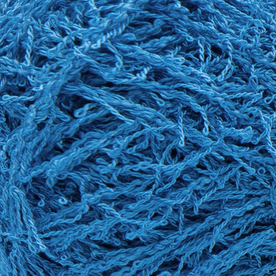 Close up of textured blue yarn 