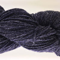 Close-up of very dark blue yarn on a white background