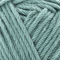 Close-up of a ball of pale teal blue yarn