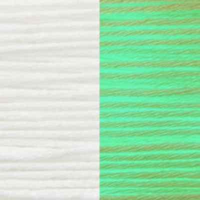 Two swatches of fabric, one white and one glowing green, side by side.