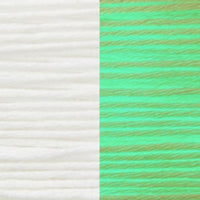 Two swatches of fabric, one white and one glowing green, side by side.