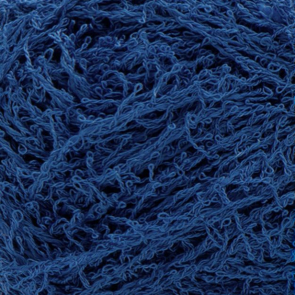 Close up of textured dark blue yarn 